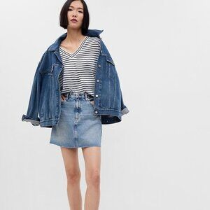 Gap Womens‎ XL Navy White Stripe Linen Blend V-Neck Sweater Lightweight Pullover